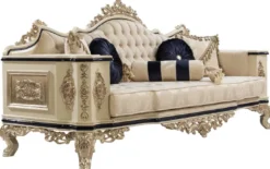 Casa Padrino Luxus Barock Sofa Weiß / Creme / Schwarz / Antik Gold - Barockstil Wohnzimmer Sofa mit elegantem Muster - Luxus Wohnzimmer Möbel im Barockstil - Barock Einrichtung - Barock Möbel