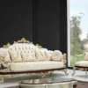 Casa Padrino Luxus Barock Sofa Creme / Beige / Dunkelbraun / Silber / Gold 260 x 90 x H. 125 cm - Prunkvolles Barockstil Wohnzimmer Sofa mit elegantem Muster - Barock Möbel