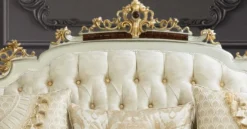 Casa Padrino Luxus Barock Sofa Creme / Beige / Dunkelbraun / Silber / Gold 260 x 90 x H. 125 cm - Prunkvolles Barockstil Wohnzimmer Sofa mit elegantem Muster - Barock Möbel