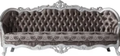 Casa Padrino Luxus Barock Sofa Bronzefarben / Silber 262 x 90 x H. 113 cm - Prunkvolles Wohnzimmer Sofa mit dekorativen Kissen - Barock Möbel