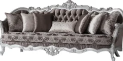 Casa Padrino Luxus Barock Sofa Bronzefarben / Silber 262 x 90 x H. 113 cm - Prunkvolles Wohnzimmer Sofa mit dekorativen Kissen - Barock Möbel