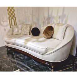 Casa Padrino Luxus Barock Sofa Creme / Dunkelbraun / Gold 240 cm - Barockstil Wohnzimmer Möbel