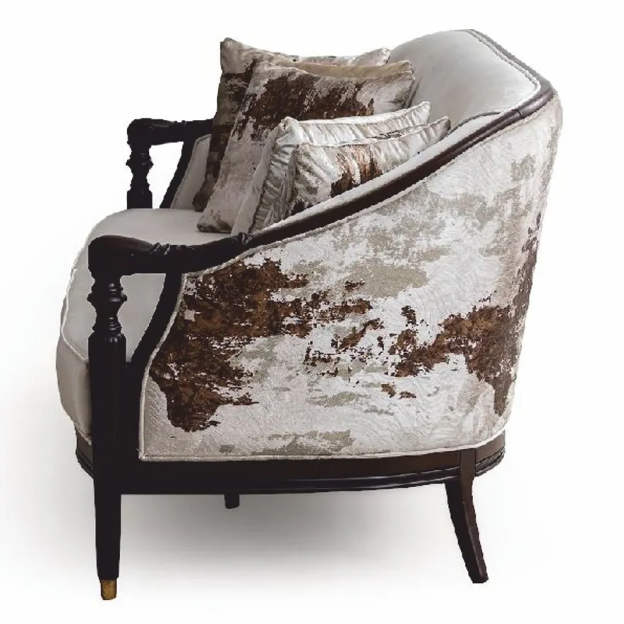 Casa Padrino Luxus Barock Sofa Creme / Dunkelbraun / Gold 227 cm - Barock Möbel
