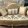 Casa Padrino Luxus Barock Sofa Gold 300 x 90 x H. 119 cm - Prunkvolles Wohnzimmer Sofa mit elegantem Muster - Barock Möbel