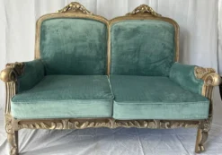 Casa Padrino Luxus Barock Sofa Grün / Braun 120 cm - Barockstil Möbel