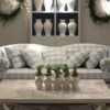 Casa Padrino Luxus Barock Sofa Weiß / Hellblau 220 x 100 x H. 80 cm - Handgeschmiedetes Schmiedeeisen Sofa mit Kissen - Wohnzimmer Sofa - Garten Sofa - Terrassen Sofa - Barock Möbel