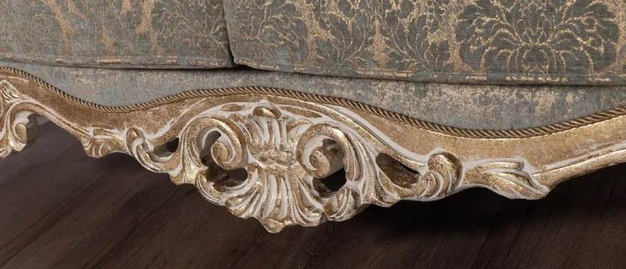 Casa Padrino Luxus Barock Sofa Grün / Antik Gold - Barockstil Wohnzimmer Sofa mit elegantem Muster - Luxus Wohnzimmer Möbel im Barockstil - Barock Möbel - Barock Einrichtung