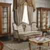Casa Padrino Luxus Barock Sofa Creme / Silber / Braun / Gold - Edles handgefertigtes Wohnzimmer Sofa mit elegantem Muster - Hotel Möbel - Schloss Möbel - Luxus Qualität - Made in Italy