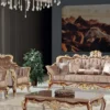 Casa Padrino Luxus Barock Sofa Grau / Braun / Silber / Gold 255 x 95 x H. 118 cm - Prunkvolles Wohnzimmer Sofa mit elegantem Muster - Möbel im Barockstil