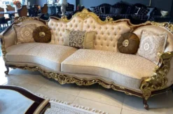 Casa Padrino Luxus Barock Sofa Silber / Braun / Gold - Prunkvolles Barockstil Wohnzimmer Sofa - Barock Möbel