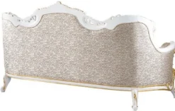 Casa Padrino Luxus Barock Sofa Silber / Beige / Schwarz / Weiß / Gold - Prunkvolles Wohnzimmer Sofa mit Glitzersteinen - Barockstil Wohnzimmer Möbel - Luxus Möbel im Barockstil - Barock Einrichtung