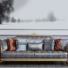 Casa Padrino Luxus Barock Sofa Blau / Dunkelbraun / Gold - Prunkvolles Wohnzimmer Sofa - Barockstil Wohnzimmer Möbel - Luxus Möbel im Barockstil - Barock Einrichtung - Edel & Prunkvoll