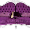 Casa Padrino Luxus Barock Sofa Lila / Silber - Handgefertigtes Wohnzimmer Sofa mit edlem Satinstoff - Barock Möbel - Edel & Prunkvoll