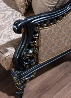 Casa Padrino Luxus Barock Sofa Grau / Blau / Gold - Barockstil Wohnzimmer Sofa mit elegantem Muster - Luxus Wohnzimmer Möbel im Barockstil - Barock Möbel - Barock Einrichtung