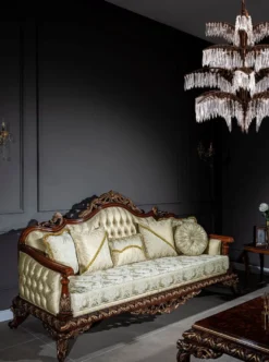Casa Padrino Luxus Barock Sofa Gold / Braun / Bronze 245 x 92 x H. 127 cm - Wohnzimmer Sofa mit elegantem Muster und dekorativen Kissen - Edle Barock Möbel