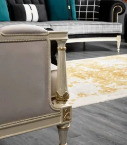 Casa Padrino Luxus Barock Sofa Schwarz / Grau / Weiß / Gold 290 cm - Barock Wohnzimmer Möbel