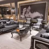Casa Padrino Luxus Barock Sofa Silber / Grau / Schwarz / Silber - Prunkvolles Wohnzimmer Sofa - Barock Wohnzimmer Möbel - Edel & Prunkvoll