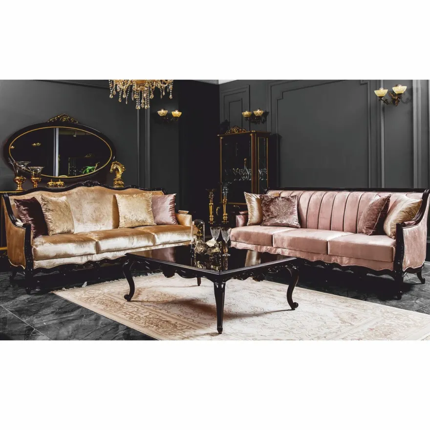 Casa Padrino Luxus Barock Sofa Gold / Dunkelbraun 225 cm - Barock Möbel