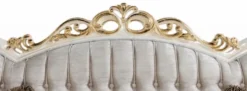 Casa Padrino Luxus Barock Sofa Silber / Weiß / Gold - Handgefertigtes Barockstil Wohnzimmer Sofa mit elegantem Muster - Prunkvolle Barock Wohnzimmer Möbel