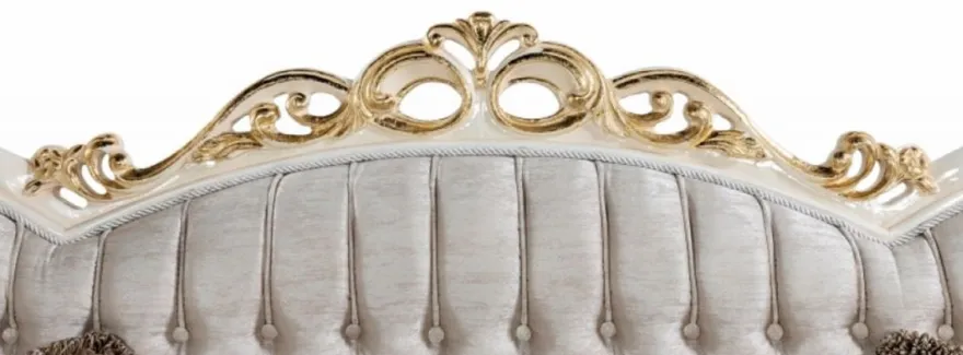 Casa Padrino Luxus Barock Sofa Silber / Weiß / Gold - Handgefertigtes Barockstil Wohnzimmer Sofa mit elegantem Muster - Prunkvolle Barock Wohnzimmer Möbel