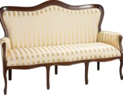 Casa Padrino Luxus Barock Sofa mit Streifen Gold / Dunkelbraun 184 x 81 x H. 107 cm - Gestreiftes Wohnzimmer Sofa im Barockstil - Barock Wohnzimmer Möbel