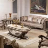 Casa Padrino Luxus Barock Sofa Grau / Dunkelbraun / Gold 282 cm
