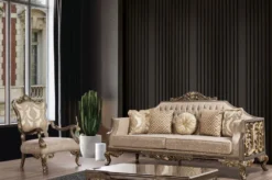 Casa Padrino Luxus Barock Sofa Grau / Beige / Silber / Gold - Prunkvolles Wohnzimmer Sofa mit Muster - Barock Wohnzimmer Möbel - Edel & Prunkvoll