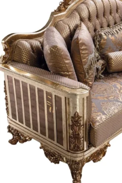 Casa Padrino Luxus Barock Sofa Kupfer / Antik Silber / Gold - Barockstil Wohnzimmer Sofa mit elegantem Muster - Luxus Wohnzimmer Möbel im Barockstil - Barock Einrichtung - Barock Möbel