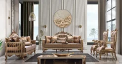 Casa Padrino Luxus Barock Sofa Kupfer / Antik Silber / Gold - Barockstil Wohnzimmer Sofa mit elegantem Muster - Luxus Wohnzimmer Möbel im Barockstil - Barock Einrichtung - Barock Möbel