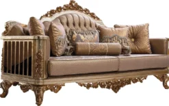 Casa Padrino Luxus Barock Sofa Kupfer / Antik Silber / Gold - Barockstil Wohnzimmer Sofa mit elegantem Muster - Luxus Wohnzimmer Möbel im Barockstil - Barock Einrichtung - Barock Möbel
