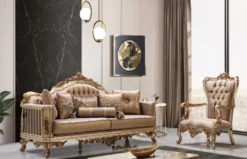 Casa Padrino Luxus Barock Sofa Kupfer / Antik Silber / Gold - Barockstil Wohnzimmer Sofa mit elegantem Muster - Luxus Wohnzimmer Möbel im Barockstil - Barock Einrichtung - Barock Möbel