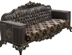 Casa Padrino Luxus Barock Sofa Lila / Grau / Gold - Barockstil Wohnzimmer Sofa mit elegantem Muster - Luxus Wohnzimmer Möbel im Barockstil - Barock Möbel - Barock Einrichtung