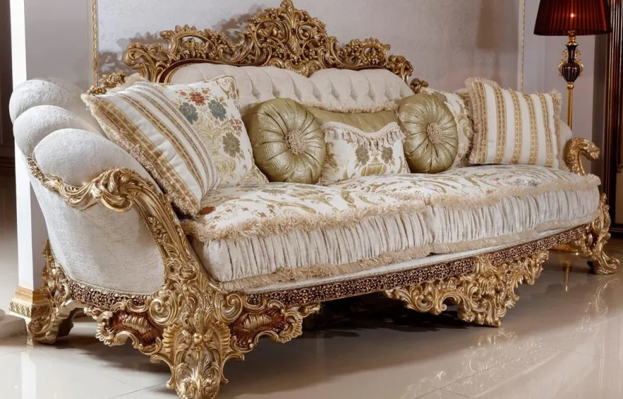 Casa Padrino Luxus Barock Sofa Weiß / Mehrfarbig / Braun / Gold - Prunkvolles Wohnzimmer Sofa mit elegantem Muster - Barock Wohnzimmer & Hotel Möbel - Edel & Prunkvoll
