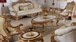 Casa Padrino Luxus Barock Sofa Weiß / Mehrfarbig / Braun / Gold - Prunkvolles Wohnzimmer Sofa mit elegantem Muster - Barock Wohnzimmer & Hotel Möbel - Edel & Prunkvoll