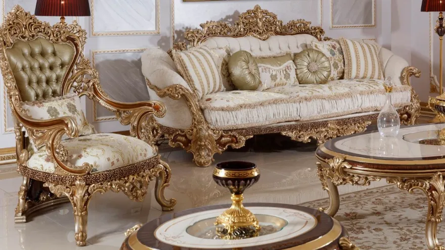 Casa Padrino Luxus Barock Sofa Weiß / Mehrfarbig / Braun / Gold - Prunkvolles Wohnzimmer Sofa mit elegantem Muster - Barock Wohnzimmer & Hotel Möbel - Edel & Prunkvoll