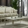 Casa Padrino Luxus Barock Sofa Cremefarben / Weiß / Gold - Handgefertigtes Wohnzimmer Sofa mit dekorativen Kissen - Wohnzimmer Möbel im Barockstil - Edel & Prunkvoll