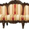 Casa Padrino Luxus Barock Sofa mit Streifen Creme / Gelb / Rot / Dunkelbraun - Gestreiftes Wohnzimmer Sofa im Barockstil - Barock Wohnzimmer Möbel - Edel & Prunkvoll