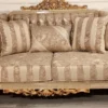 Casa Padrino Luxus Barock Sofa Gold / Beige / Gold - Prunkvolles Wohnzimmer Sofa mit Streifen - Barock Wohnzimmer & Hotel Möbel - Edel & Prunkvoll
