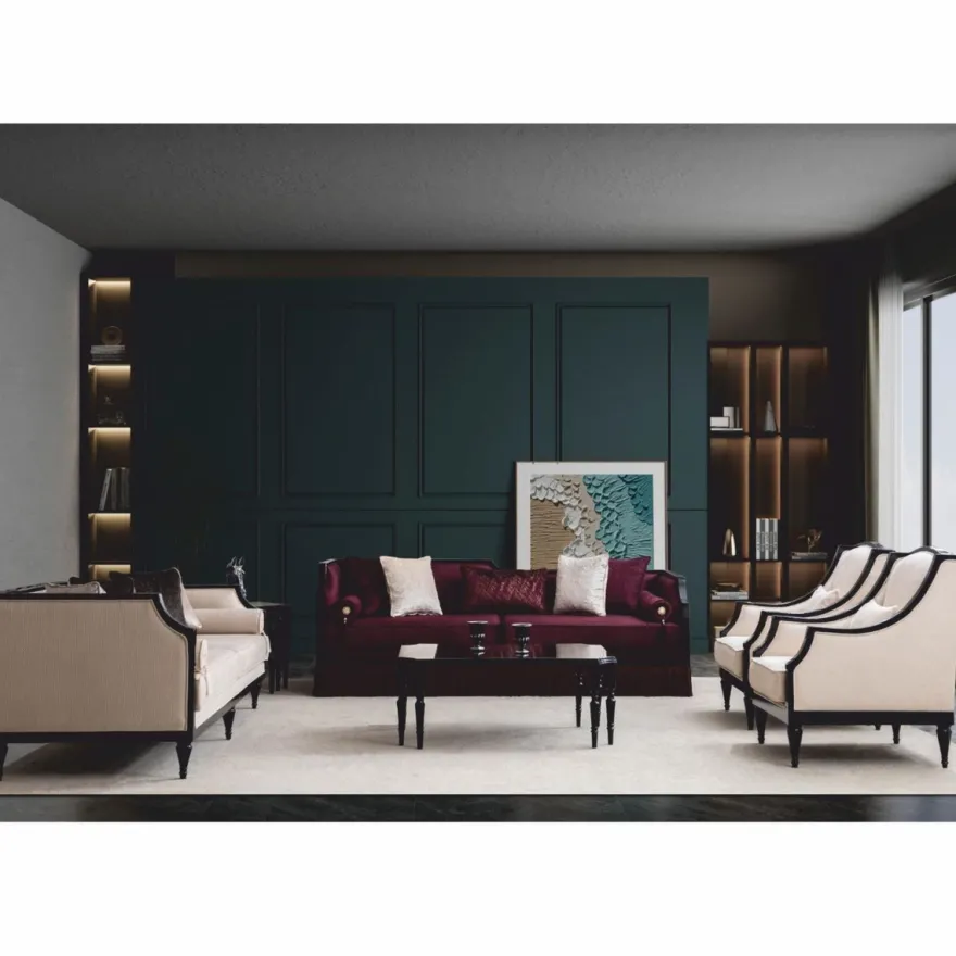 Casa Padrino Luxus Barock Sofa Beige / Schwarz 235 cm - Barock Wohnzimmer Möbel
