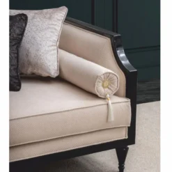 Casa Padrino Luxus Barock Sofa Beige / Schwarz 235 cm - Barock Wohnzimmer Möbel
