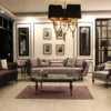 Casa Padrino Luxus Barock Sofa Grau / Schwarz / Silber 265 x 90 x H. 85 cm - Wohnzimmer Sofa mit edlem Samtstoff - Barock Möbel
