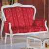 Casa Padrino Luxus Barock Sofa Rot / Weiß / Silber - Edles Wohnzimmer Sofa mit elegantem Muster - Barock Möbel - Luxus Qualität - Made in Italy