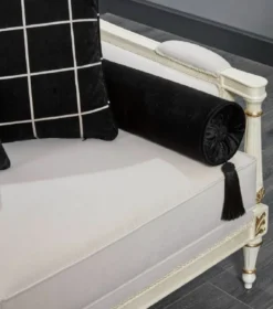Casa Padrino Luxus Barock Sofa Weiß / Grau / Schwarz / Gold 260 cm - Barock Wohnzimmer Möbel