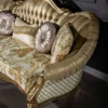 Casa Padrino Luxus Barock Sofa Gold / Weiß 256 x 87 x H. 120 cm - Prunkvolles Wohnzimmer Sofa mit dekorativen Kissen - Wohnzimmer Möbel im Barockstil