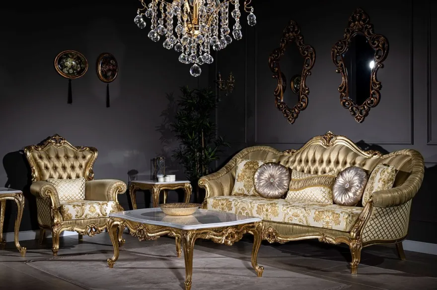 Casa Padrino Luxus Barock Sofa Gold / Weiß 256 x 87 x H. 120 cm - Prunkvolles Wohnzimmer Sofa mit dekorativen Kissen - Wohnzimmer Möbel im Barockstil