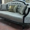 Casa Padrino Luxus Barock Sofa Silber / Schwarz - Prunkvolles Wohnzimmer Sofa - Barockstil Wohnzimmer Möbel - Luxus Möbel im Barockstil - Barock Einrichtung - Edel & Prunkvoll