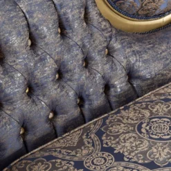 Casa Padrino Luxus Barock Sofa Blau / Gold / Silber 235 x 88 x H. 117 cm - Prunkvolles Wohnzimmer Sofa im Barockstil - Barock Möbel