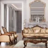 Casa Padrino Luxus Barock Sofa Beige / Braun / Gold - Prunkvolles Wohnzimmer Sofa mit elegantem Muster - Barock Möbel - Edel & Prunkvoll