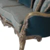 Casa Padrino Luxus Barock Sofa Blau / Gold - Handgefertigtes Barockstil Wohnzimmer Sofa mit elegantem Muster - Barock Wohnzimmer Möbel