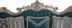 Casa Padrino Luxus Barock Sofa Blau / Gold - Handgefertigtes Barockstil Wohnzimmer Sofa mit elegantem Muster - Barock Wohnzimmer Möbel